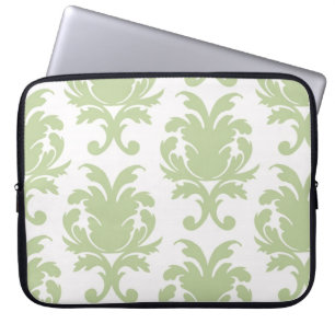 Salbei-grünes, großes Damastmuster Laptopschutzhülle