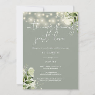 Salbei-Grünpflanzen-Lichter Elopement-Hochzeitsemp Einladung