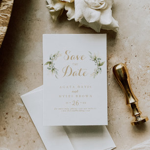 Salbei Grünzeug Eukalyptus Gold Kalligrafie Hochze Save The Date