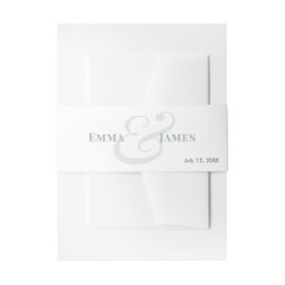 Salbei-Hochzeitseinladung Namen & Monogramm |  Einladungsbanderole