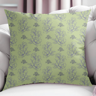 Salbei Klassisches Vintage Einfaches Blumenmuster  Kissen