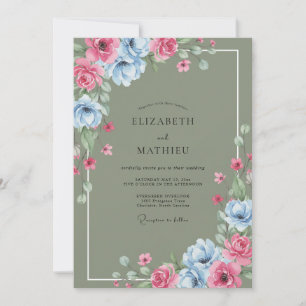 Salbei Kornblumen-Blüten-Hochzeit Einladung