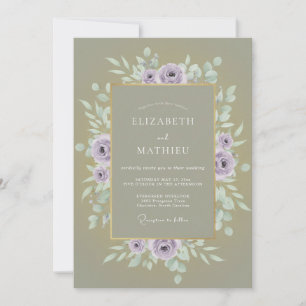Salbei-Lavendel-gedämpfte florale Hochzeit Einladung