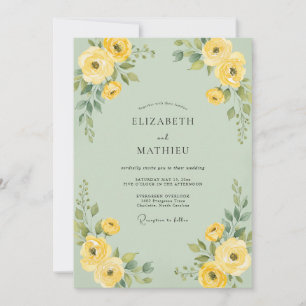 Salbei-Limonen-Ranunculus-Eukalyptus-Hochzeit Einladung
