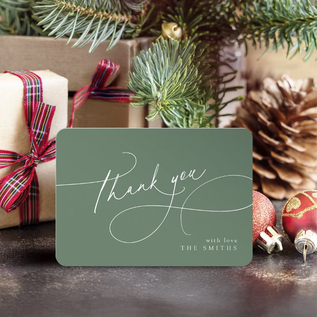 Salbei Minimal Elegantes Skript Weihnachten Danke  (Sage Minimal Elegant Script Christmas Thank You)