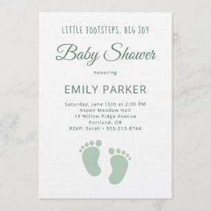 Salbei-Minimal-Little Footsteps-Baby-Party Einladung