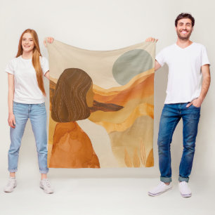 Salbei-Mond-Boho-Wüstenhügel-Terrakotta-Landschaft Fleecedecke