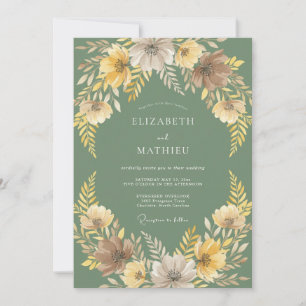 Salbei-Ocker-Blatt-Hochzeit Einladung