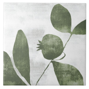 Salbei Oliven Grün Malerische Botanische Kunst 06 Fliese