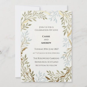 Salbei-Olivenblatt-Hochzeit Einladung