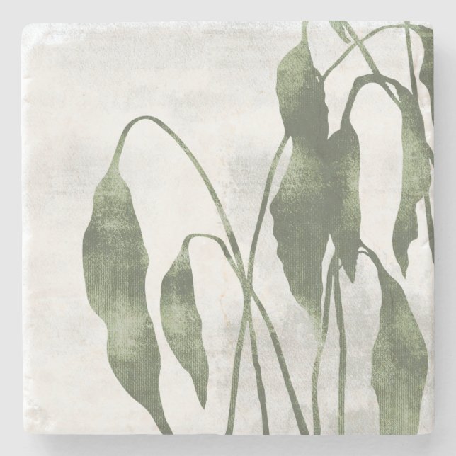 Salbei Olivgrüne malerische botanische Kunst 03 Steinuntersetzer (Vorderseite)