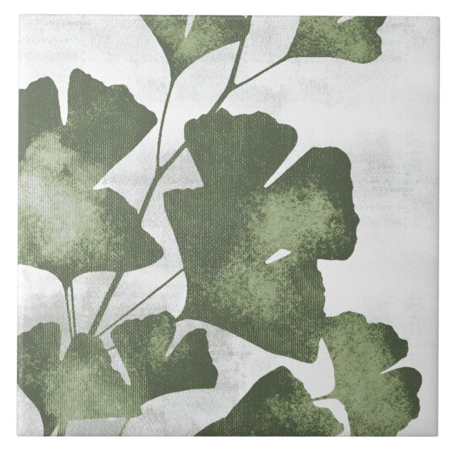 Salbei Olivgrüne malerische botanische Kunst 04 Fliese (Vorderseite)