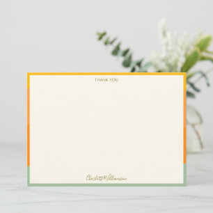 Salbei Orange Herbst Rand Schriftzug Name Personal Dankeskarte