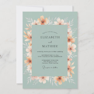 Salbei-Orangenblüten-Kranz-Hochzeit Einladung