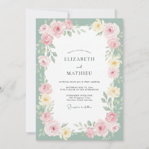 Salbei-Rosa Hochzeit Einladung