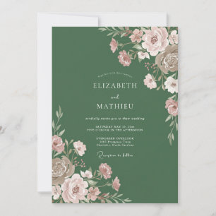 Salbei-Rosa-Pfingstrosen-Hochzeit Einladung