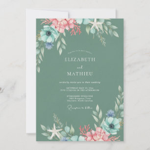 Salbei-Rosa-Wildblumen-Hochzeit Einladung