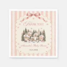 Salbei-Rosa Winterdorf Weihnachten Baby Shower