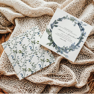 Salbei-Silber-Grüne Florale Hochzeitseinladung