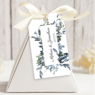 Salbei-Silber-Grüne Florale Hochzeitsgeschenk-Etik Geschenkanhänger