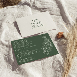 Salbei Smaragdgrün Florale Boho-Hochzeitsdetails Begleitkarte