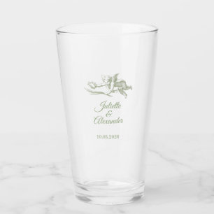 Salbei-Toile-de-Jouy-Hochzeitsglas-Tasse mit Cheru Glas