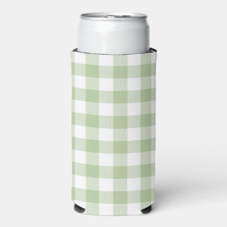 Salbei und Weiß Büffel Karo Gingham Selters Dosenkühler