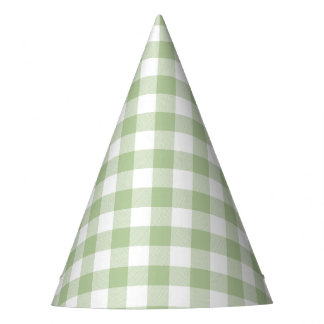 Salbei und Weißbüffel-Karo-Gingham Partyhütchen