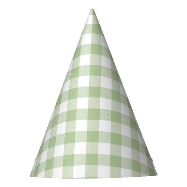 Salbei und Weißbüffel-Karo-Gingham Partyhütchen (Vorderseite)