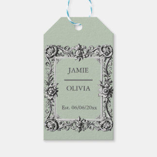 Salbei Viktorianischer Scroll Rahmen - Hochzeit Geschenkanhänger