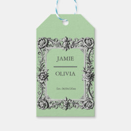 Salbei Viktorianischer Scroll Rahmen - Hochzeit Geschenkanhänger
