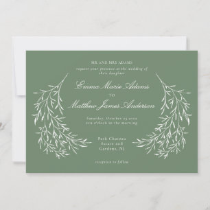 Salbei Vintage Botanische Elegante Foliage Hochzei Einladung