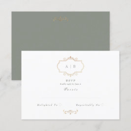 Salbei Vintage Mongolenhochzeit RSVP Karte