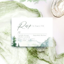Salbei-Wasserfarben-Bergwald-Rustikale Hochzeit