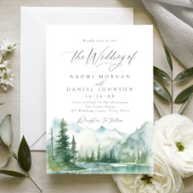 Salbei-Wasserfarben-Gebirgswald-Rustikale Hochzeit
