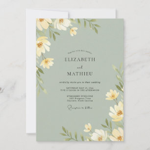 Salbei-Weiche-Creme-Blättrige-Hochzeit Einladung