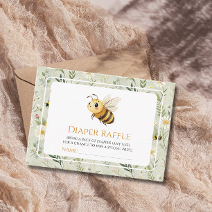 Salbei-Wildblumen-Bienen-Baby-Shower-Windel-Raffle Begleitkarte