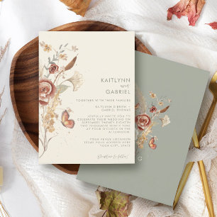 Salbei-Wildblumen-Trockene Aquarell-Hochzeit In Einladung