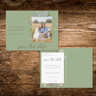Salbei-Wildblumengarten Elegante Foto-Save-the-Dat Postkarte