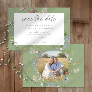 Salbei-Wildblumengarten Elegante Hochzeitsfotos Save The Date