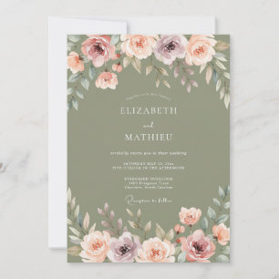 Salbeiblüten-Rustikal-Hochzeit Einladung