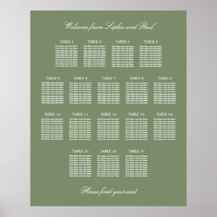 Salbeigrün 17 Tisch Hochzeit Sitzordnung Poster