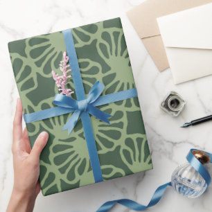 Salbeigrün Abstraktes Korallen-Blumen-Nahtloses Mu Geschenkpapier