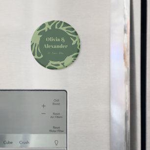 Salbeigrün Abstraktes Korallen-Blumen-Nahtloses Mu Magnet