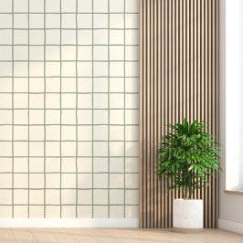 Salbeigrün Beige Gitter Kariert Skandi Minimalist Tapete