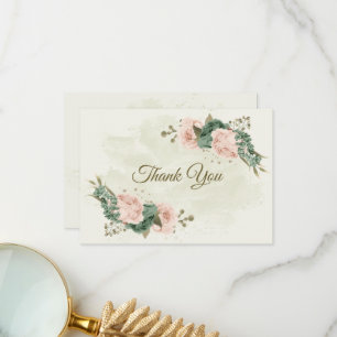 Salbeigrün Blume botanische Hochzeit Dankeskarte