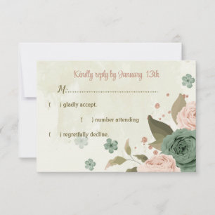 Salbeigrün Blume botanische Hochzeit RSVP Karte