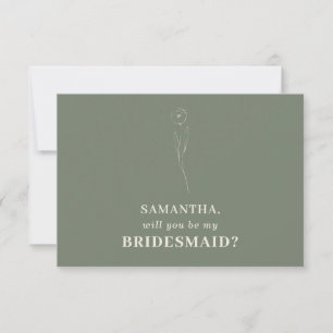 Salbeigrün Einfache Blume Willst du meine Brautjun Einladung
