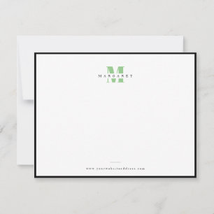 Salbeigrün fett gedrucktes Monogramm Mitteilungskarte