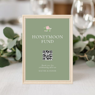 Salbeigrün Florales Hochzeits-Honeymoon-Fonds-Po Poster